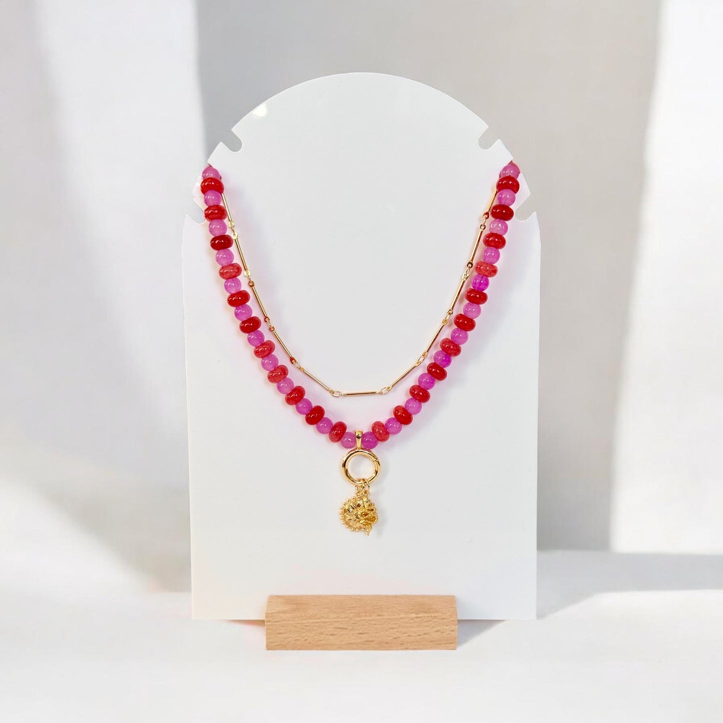 Gold Viper & Rosetta LAYERED Beaded Necklace