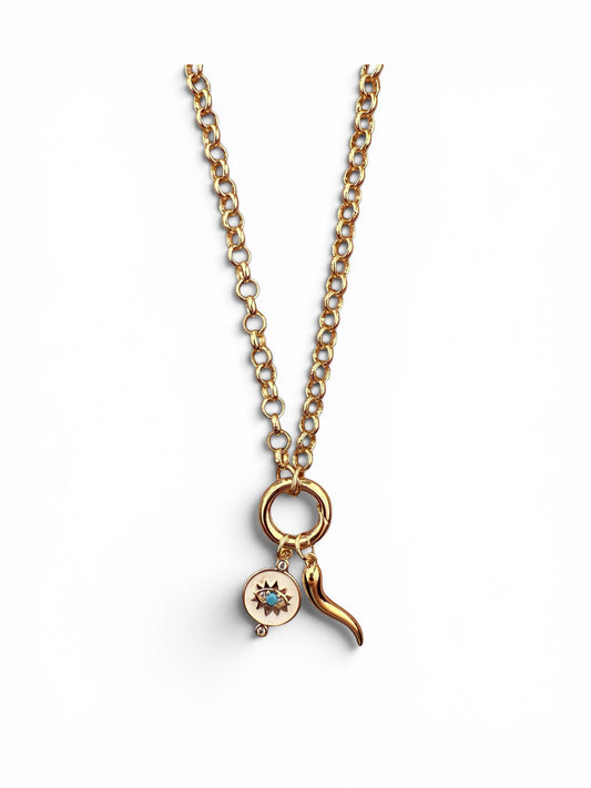 Gold Vera & Cornicello Necklace