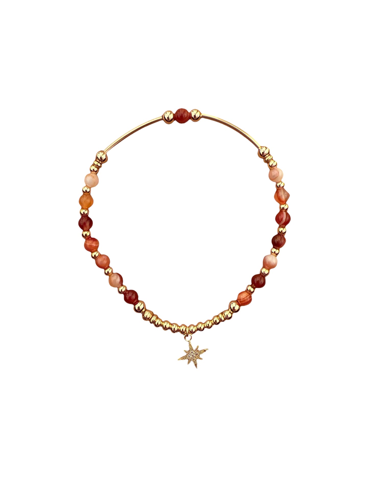 Gold Carnelian & Polaris Beaded Bracelet