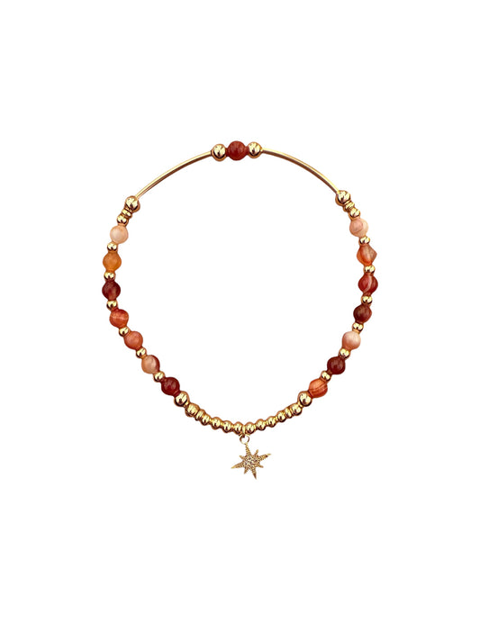 Gold Carnelian & Polaris Beaded Bracelet