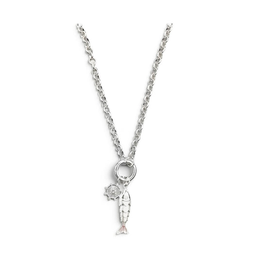 Silver Helios & Fish Necklace