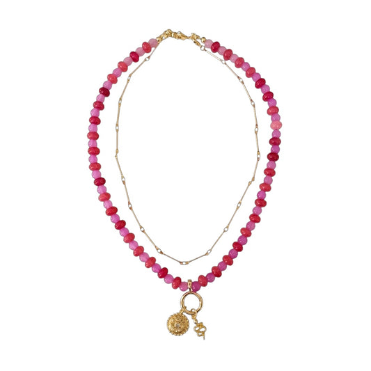 Gold Viper & Rosetta LAYERED Beaded Necklace