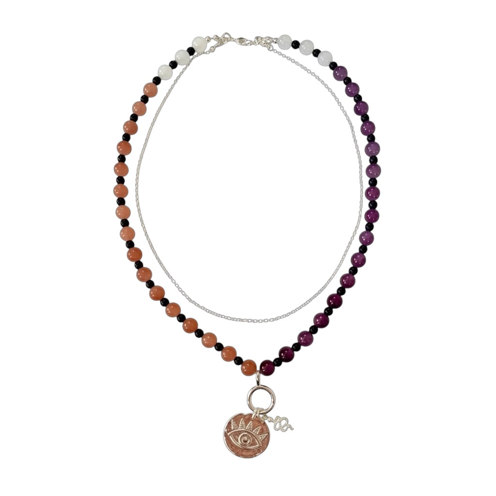 Silver Gaze & Viper LAYERED Beaded Necklace