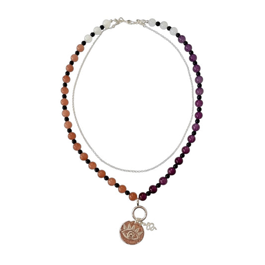 Silver Gaze & Viper LAYERED Beaded Necklace