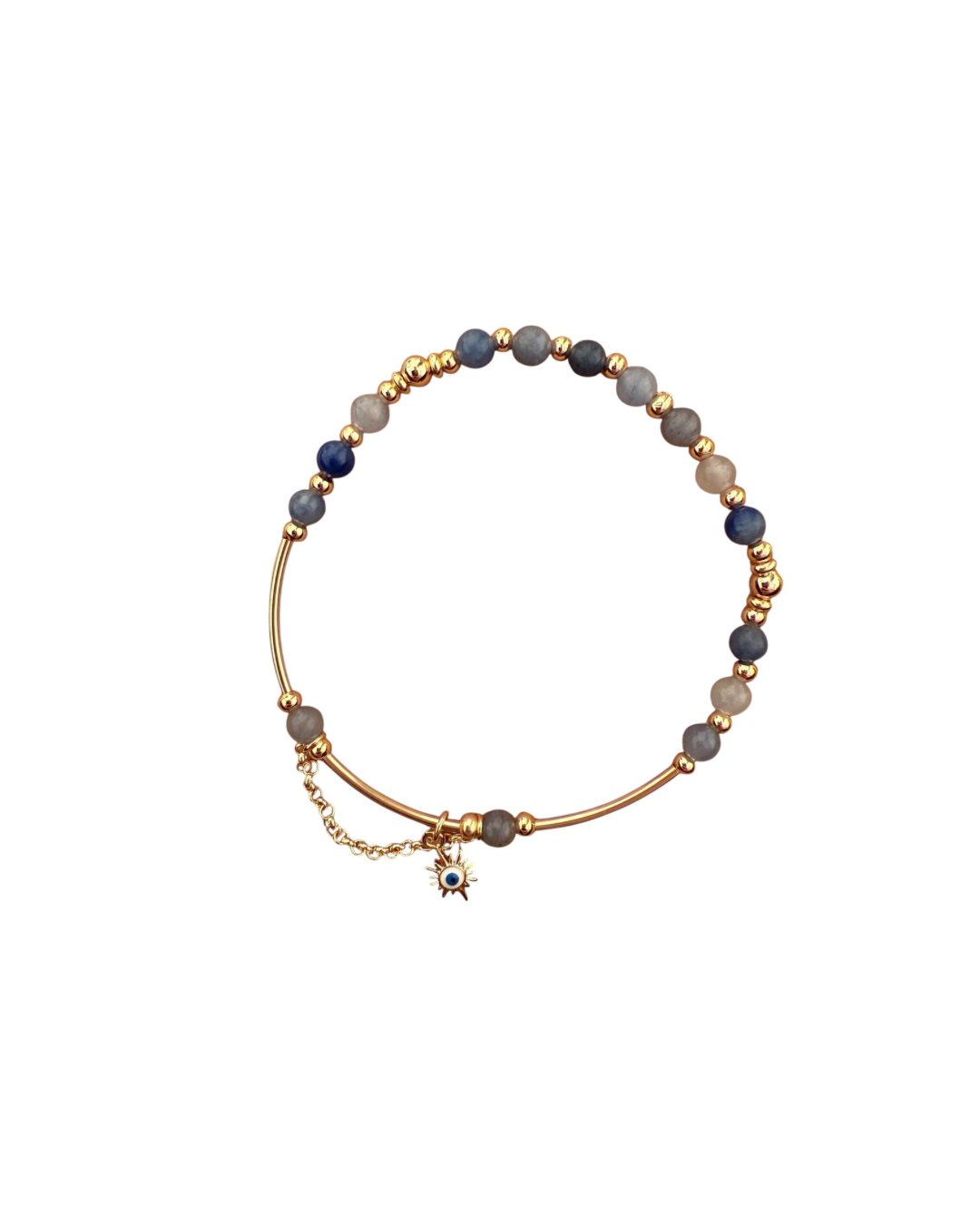 Gold Blue Aventurine & Solis Beaded Bracelet